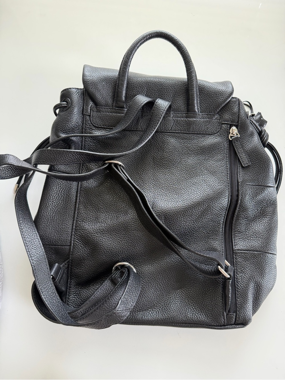 RADLEY LONDON Black Pebbled Leather Flap Backpack - Picture 6 of 7